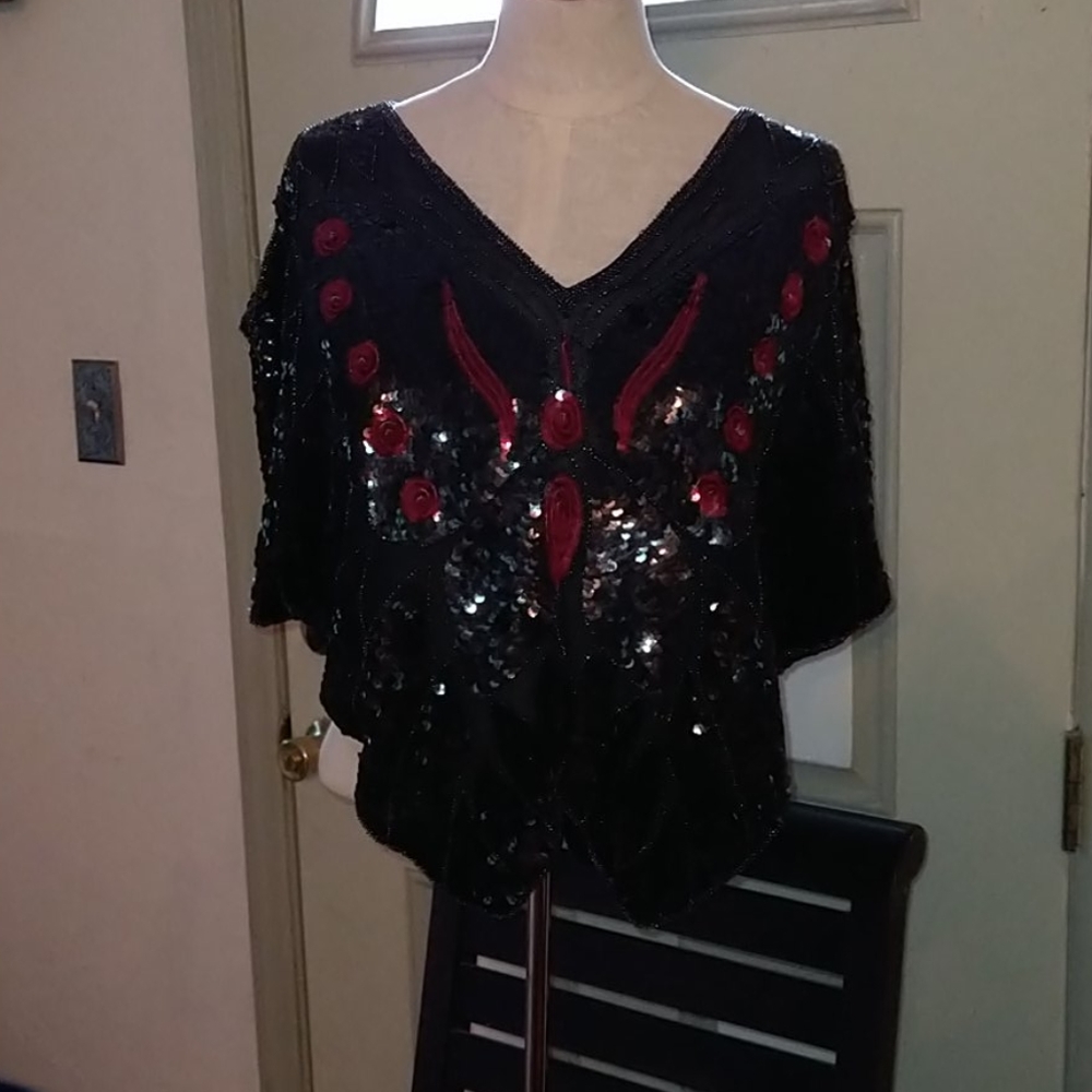 Sequined butterfly top